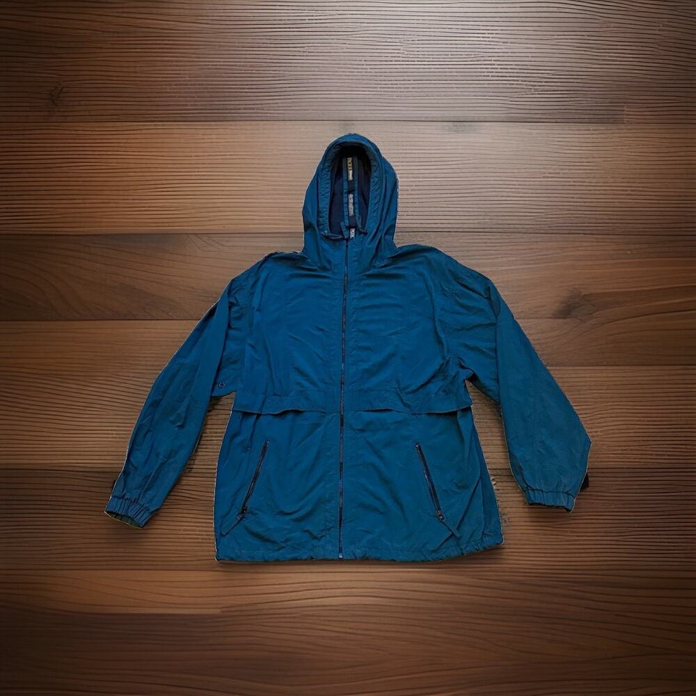 Pacific Trail Men’s L Blue Nylon Hooded Full Zip Lined Windbreaker Jacket